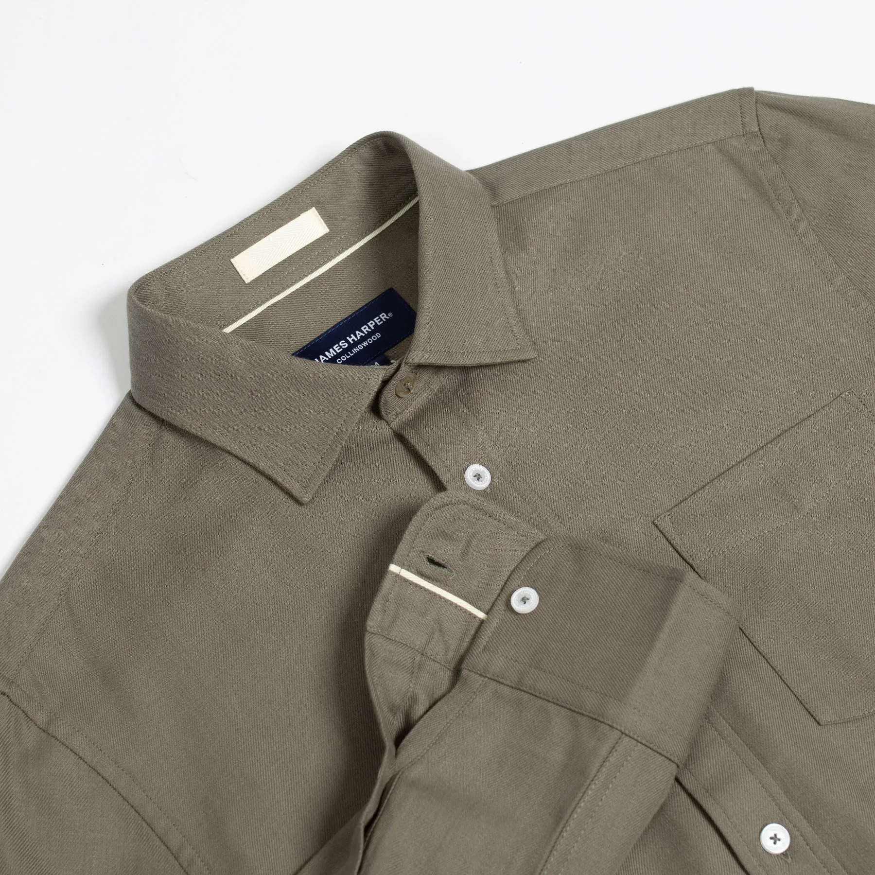 Olive Twill Cotton Tencel Shirt