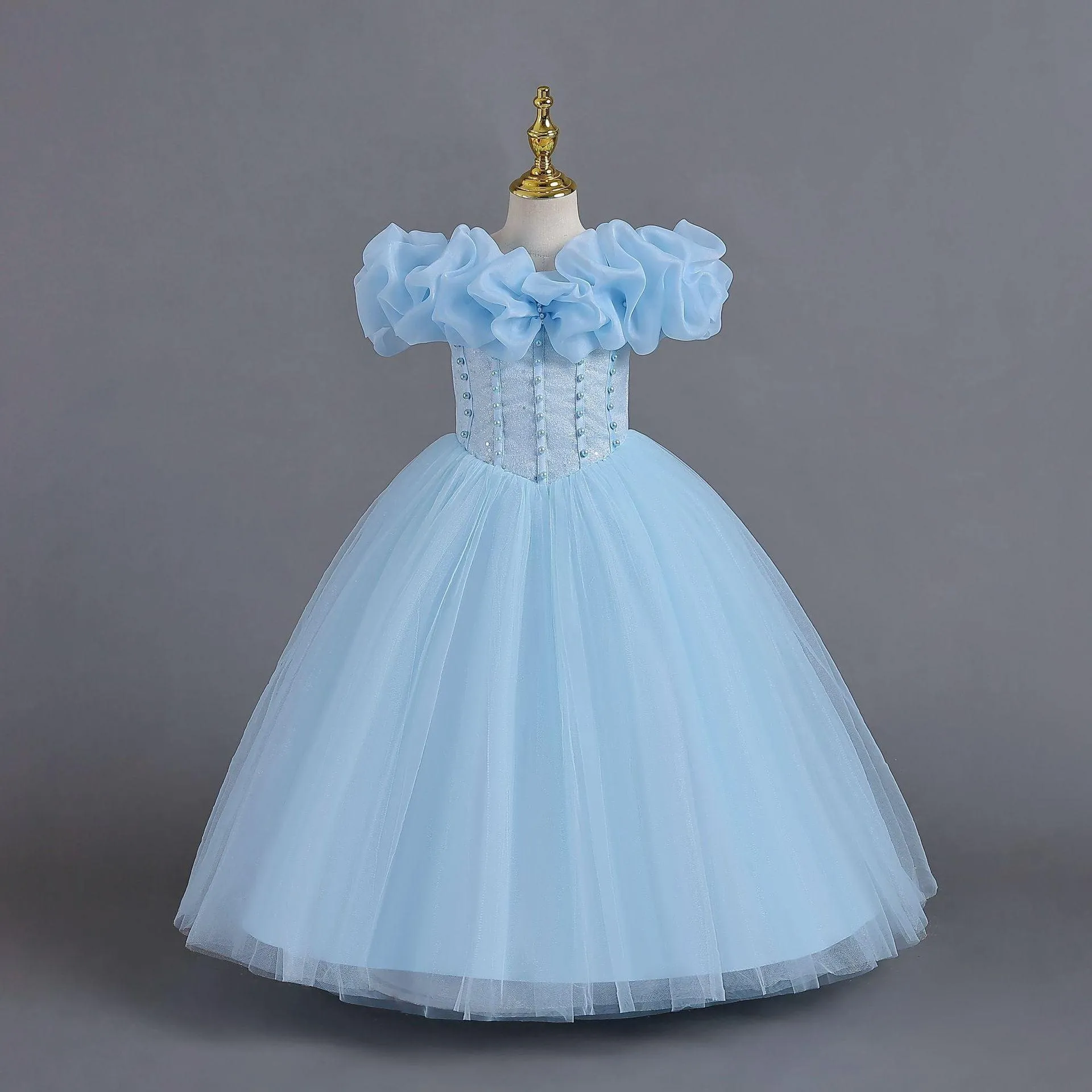 One shoulder children's strappy princess dress