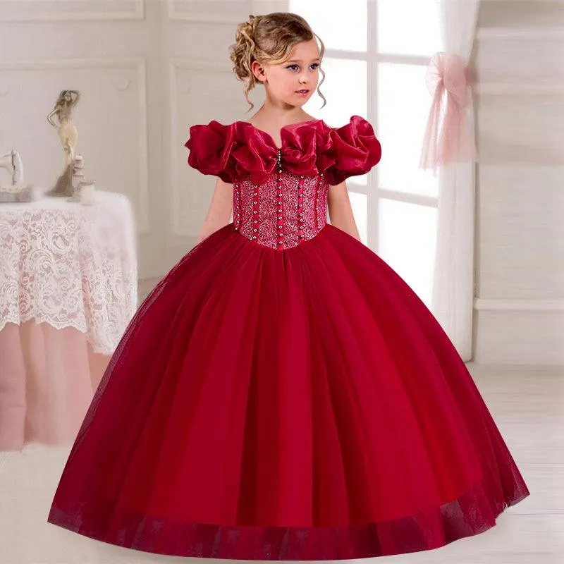 One shoulder children's strappy princess dress