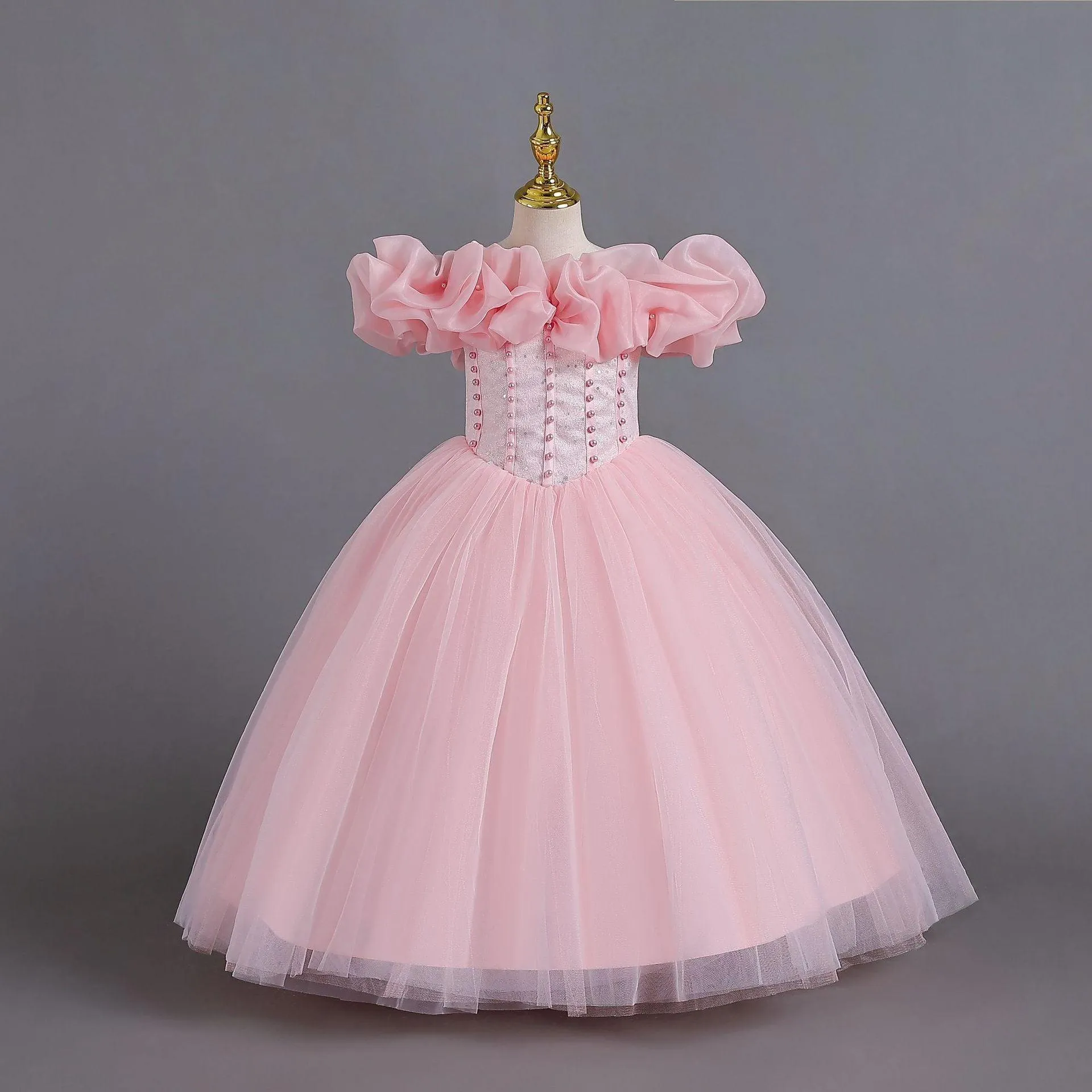 One shoulder children's strappy princess dress