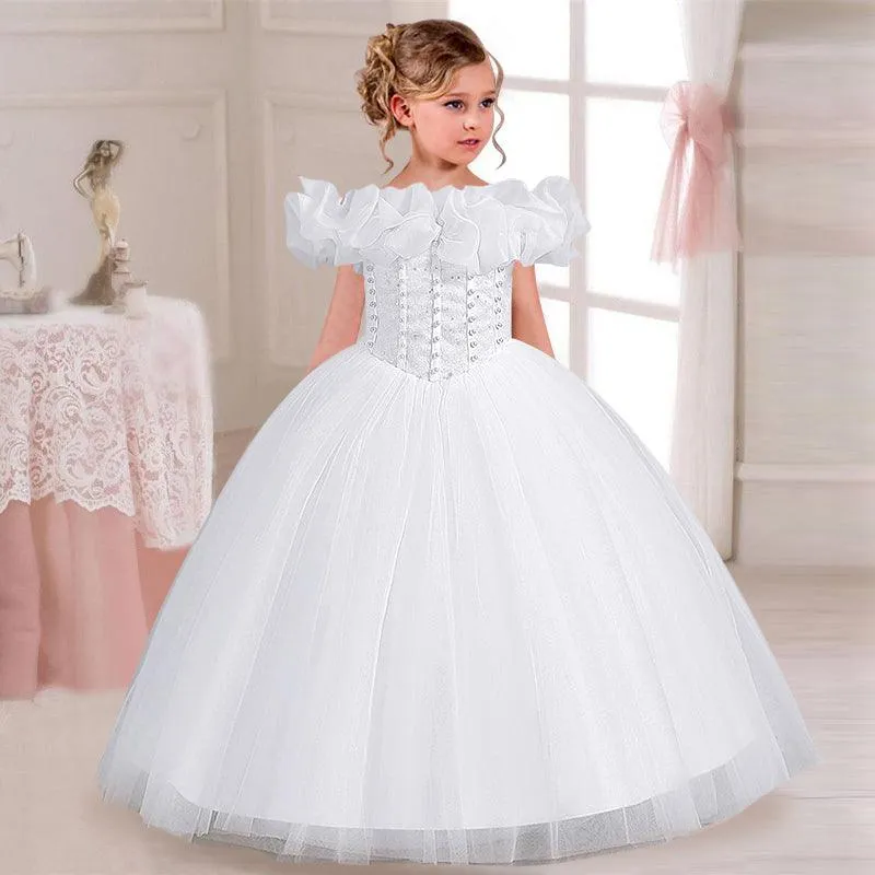 One shoulder children's strappy princess dress