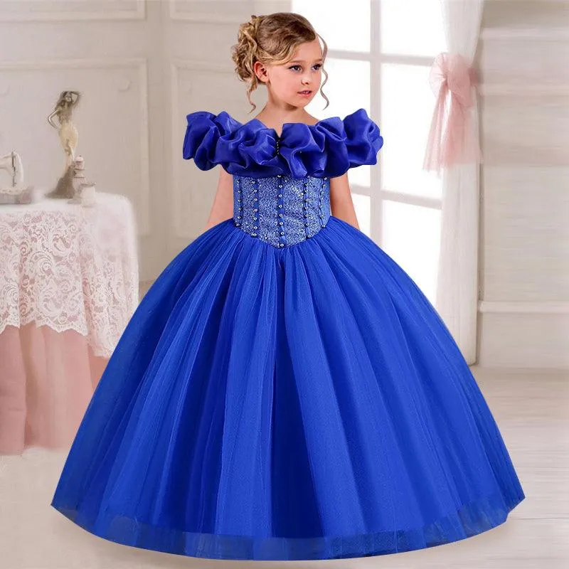 One shoulder children's strappy princess dress