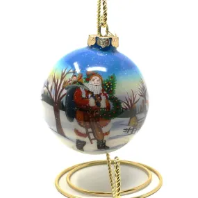 Ornaments, Glass Ball, Reverse Painted Santa Claus, St Nicholas, 3.5"