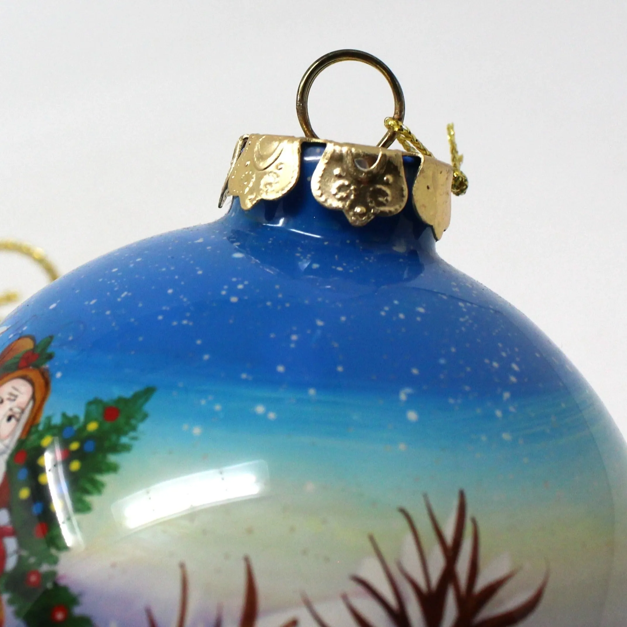 Ornaments, Glass Ball, Reverse Painted Santa Claus, St Nicholas, 3.5"