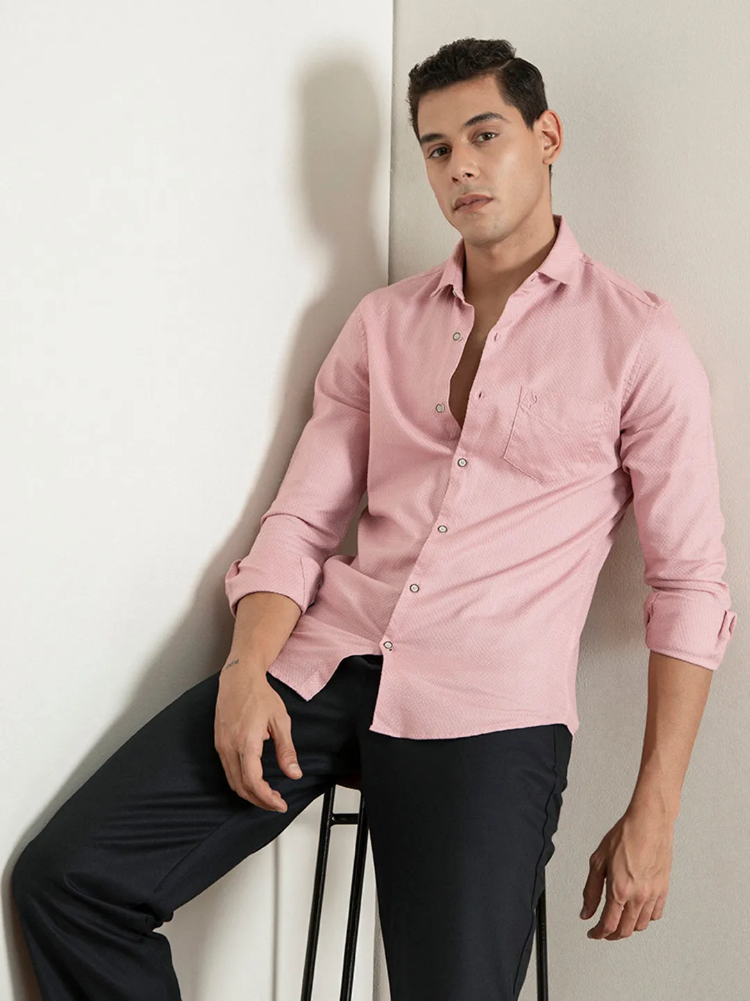 Pink Plain Cotton Shirt