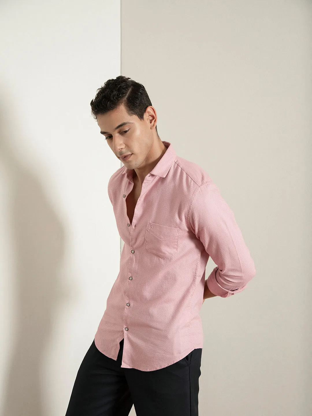 Pink Plain Cotton Shirt