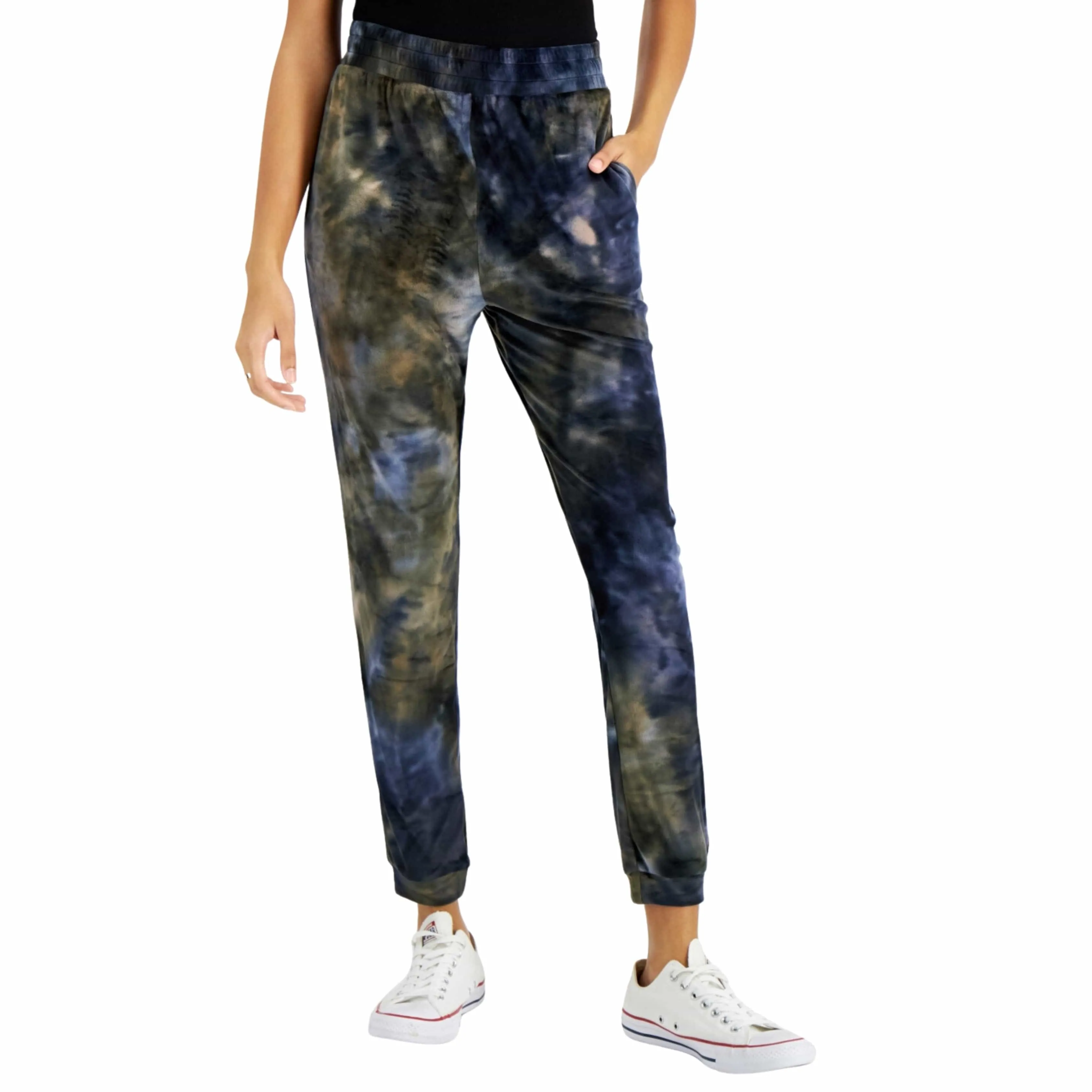 PLANET GOLD - High Rise Tie-Dyed Velour Sweatpants