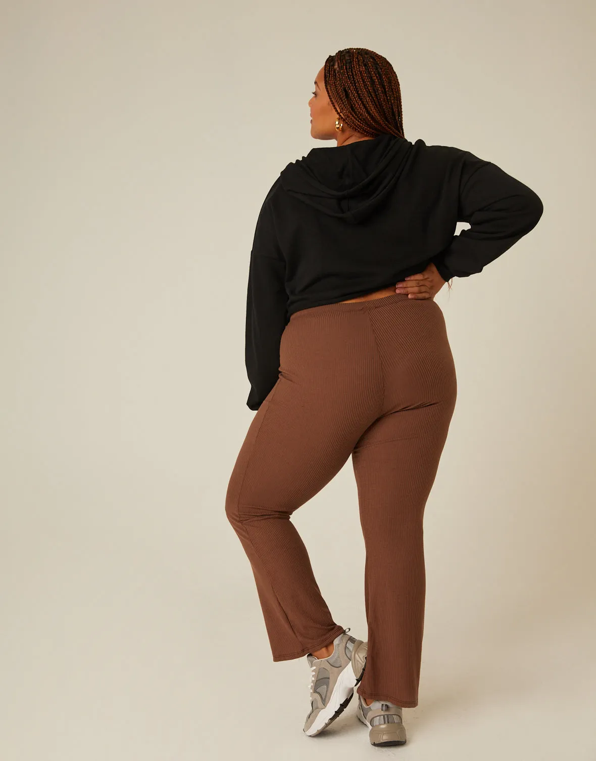 Plus Size Ribbed Flare Pants