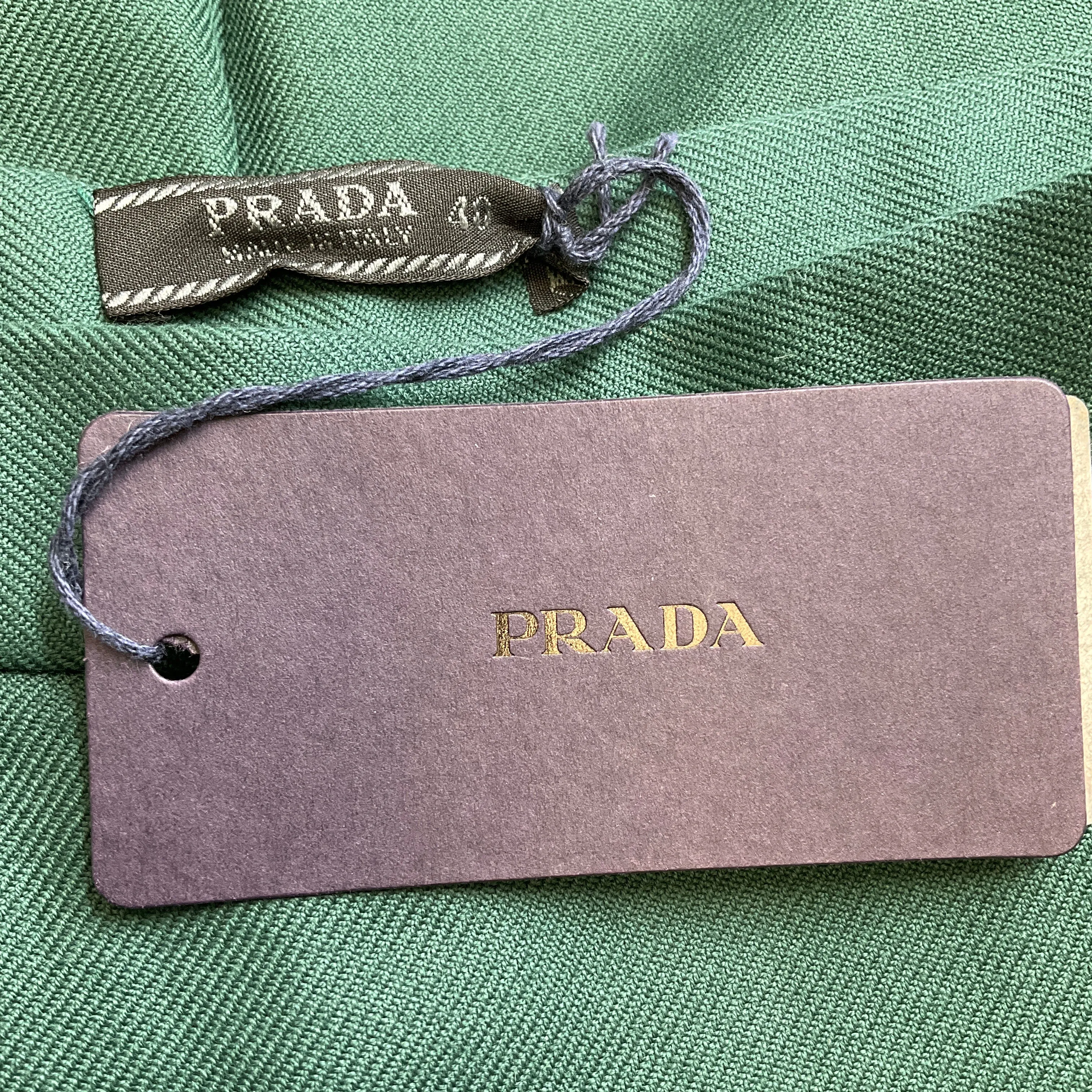 Prada Green Cotton Twill Pencil Skirt