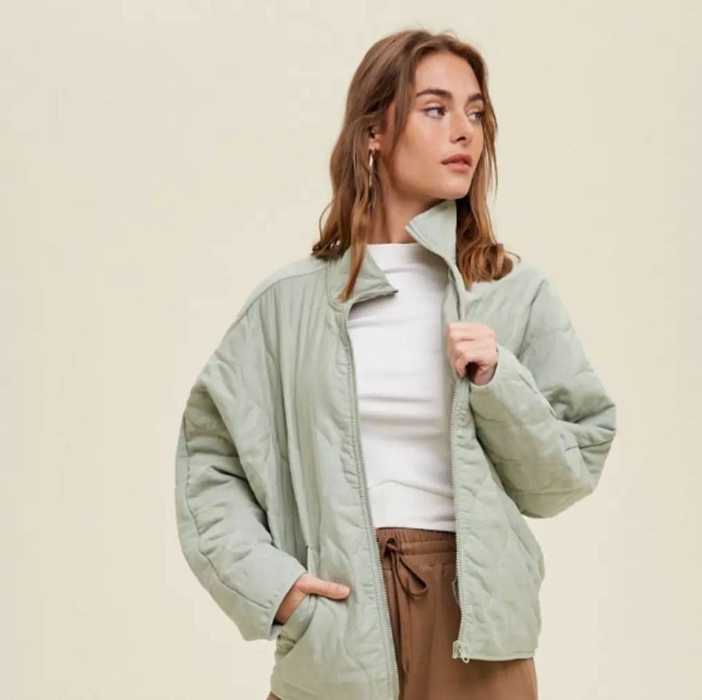 Quilted Jacket in Dark Sage