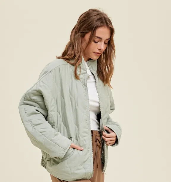 Quilted Jacket in Dark Sage