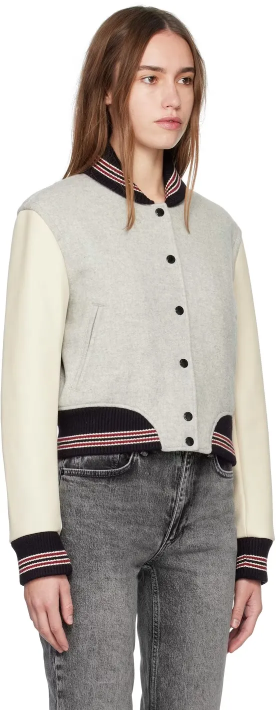 Rag & Bone heather grey kat varisty bomber