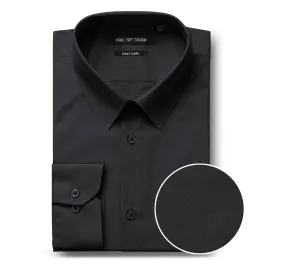 RENOIR Black Classic Fit Long Sleeve Travel Easy-Care Cotton Dress Shirt CS0223