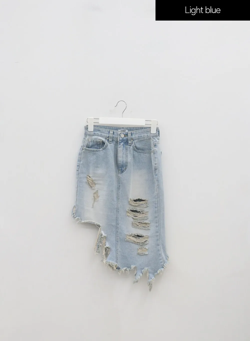 Ripped Denim Midi Skirt IA305