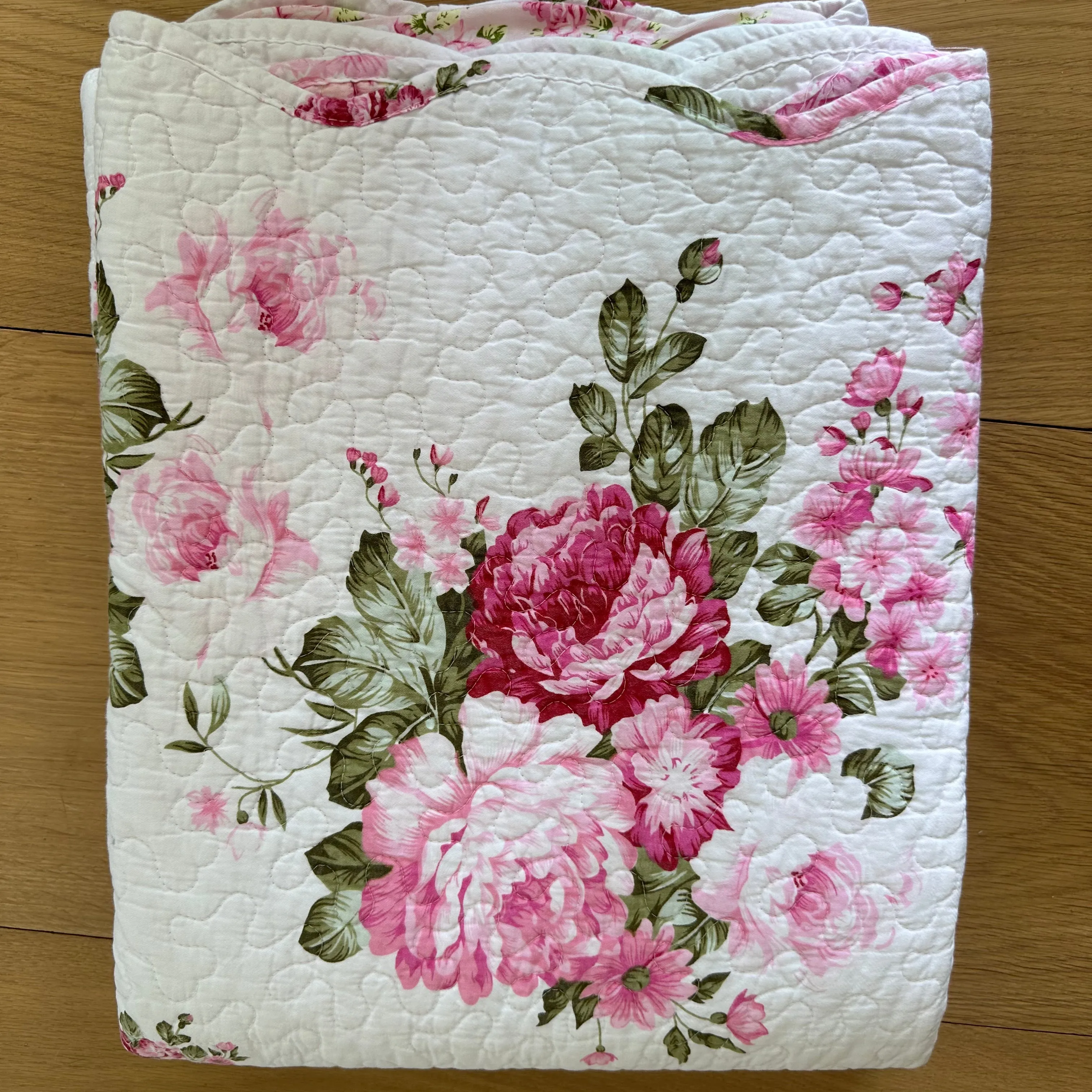 Rose Bloom 2 Piece Floral Throw Rug & Cushion Cover Set