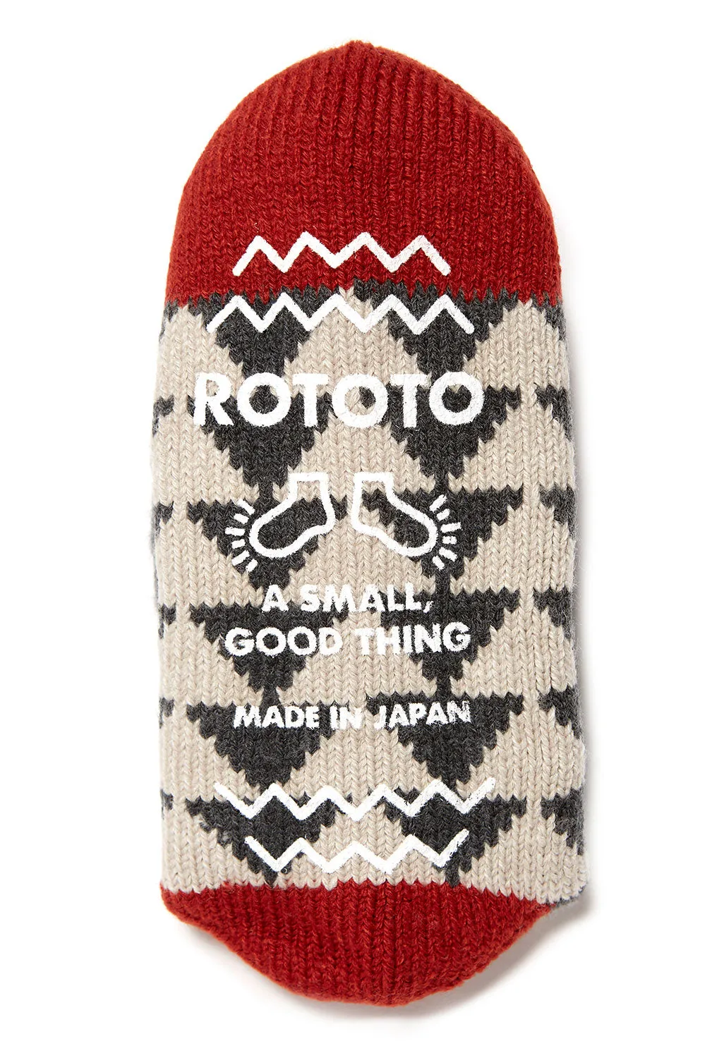 ROTOTO Comfy Room Sankaku Socks - Charcoal/Red