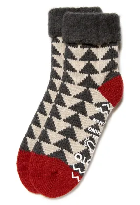 ROTOTO Comfy Room Sankaku Socks - Charcoal/Red