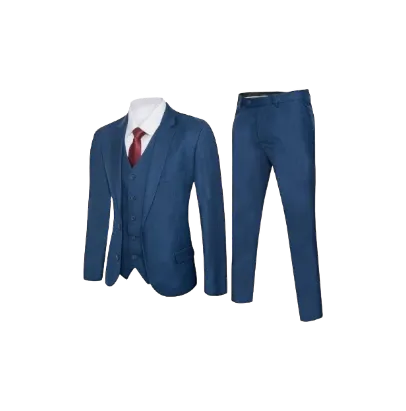 Royal suit slim-fit flat front pants with vest 3 Pieces indigo color men suit