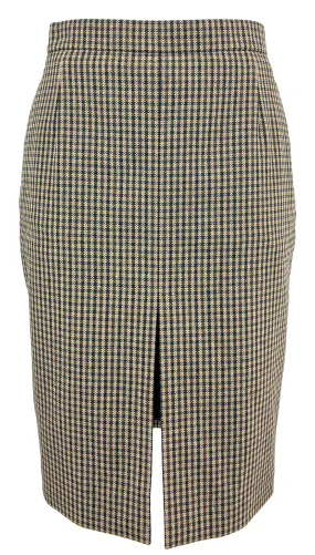 Saint Laurent Checked Pencil Skirt in Brown