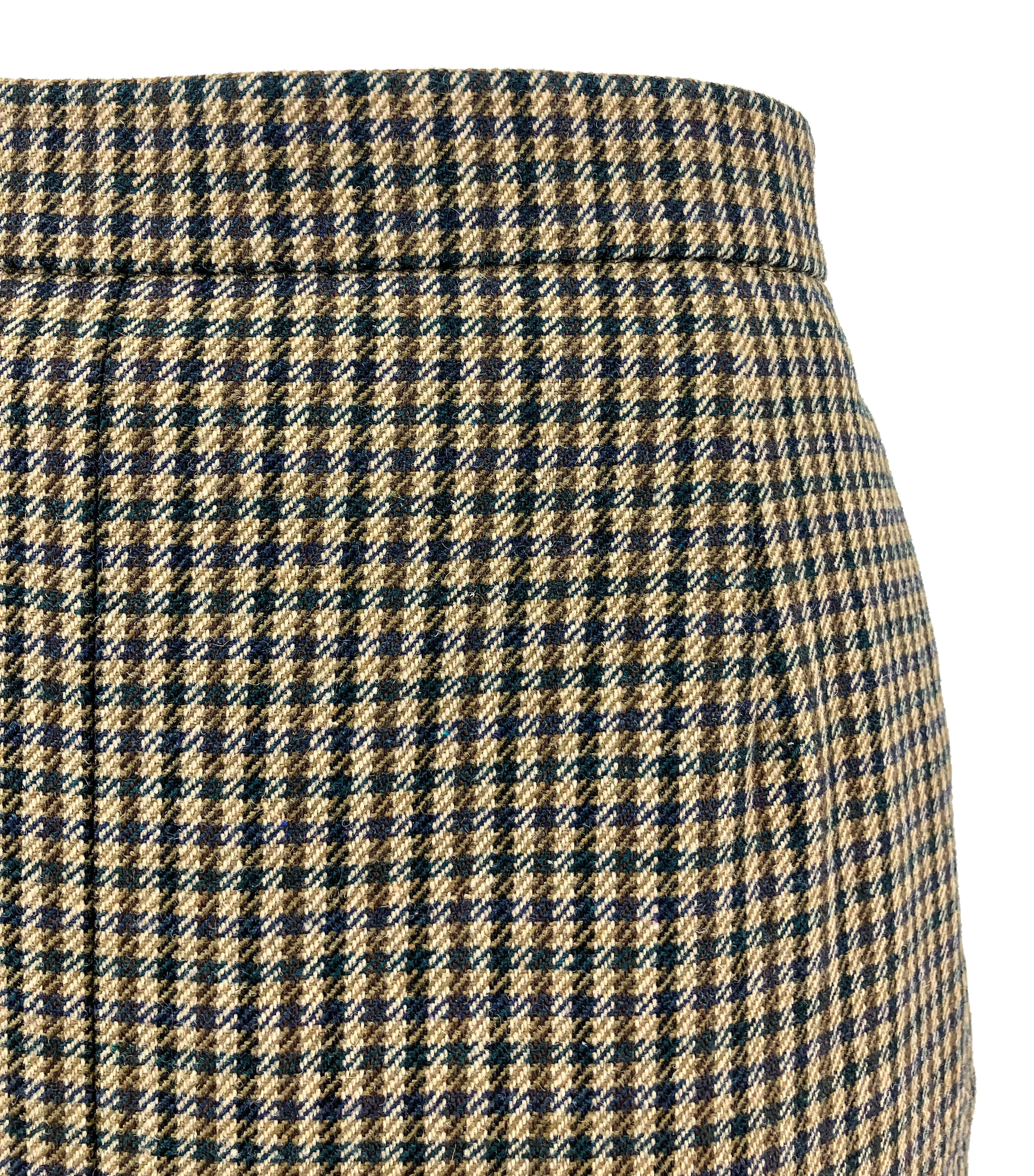 Saint Laurent Checked Pencil Skirt in Brown