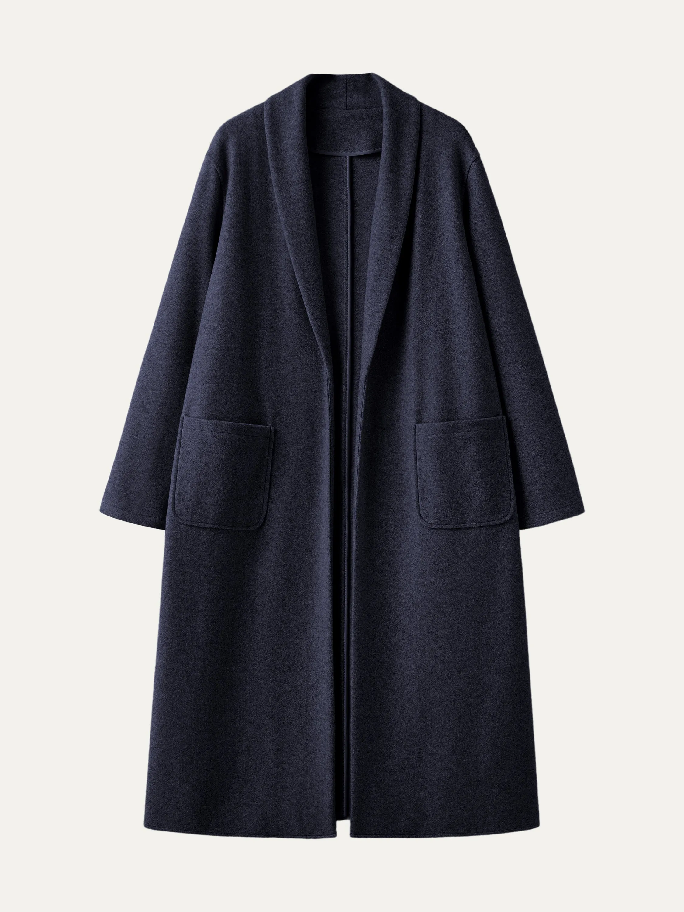 Shawl Collar Patch Pocket Long Coat