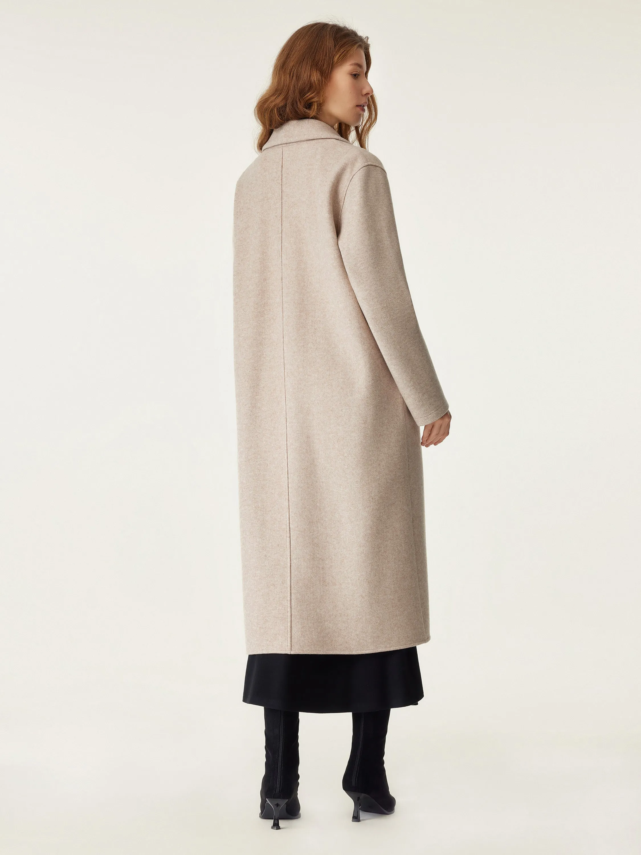 Shawl Collar Patch Pocket Long Coat