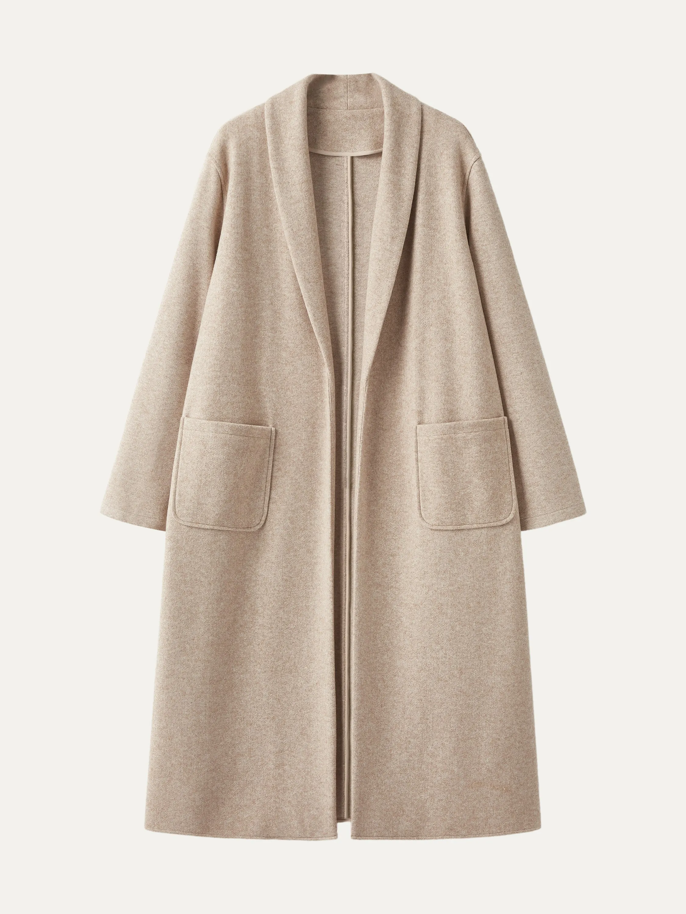 Shawl Collar Patch Pocket Long Coat