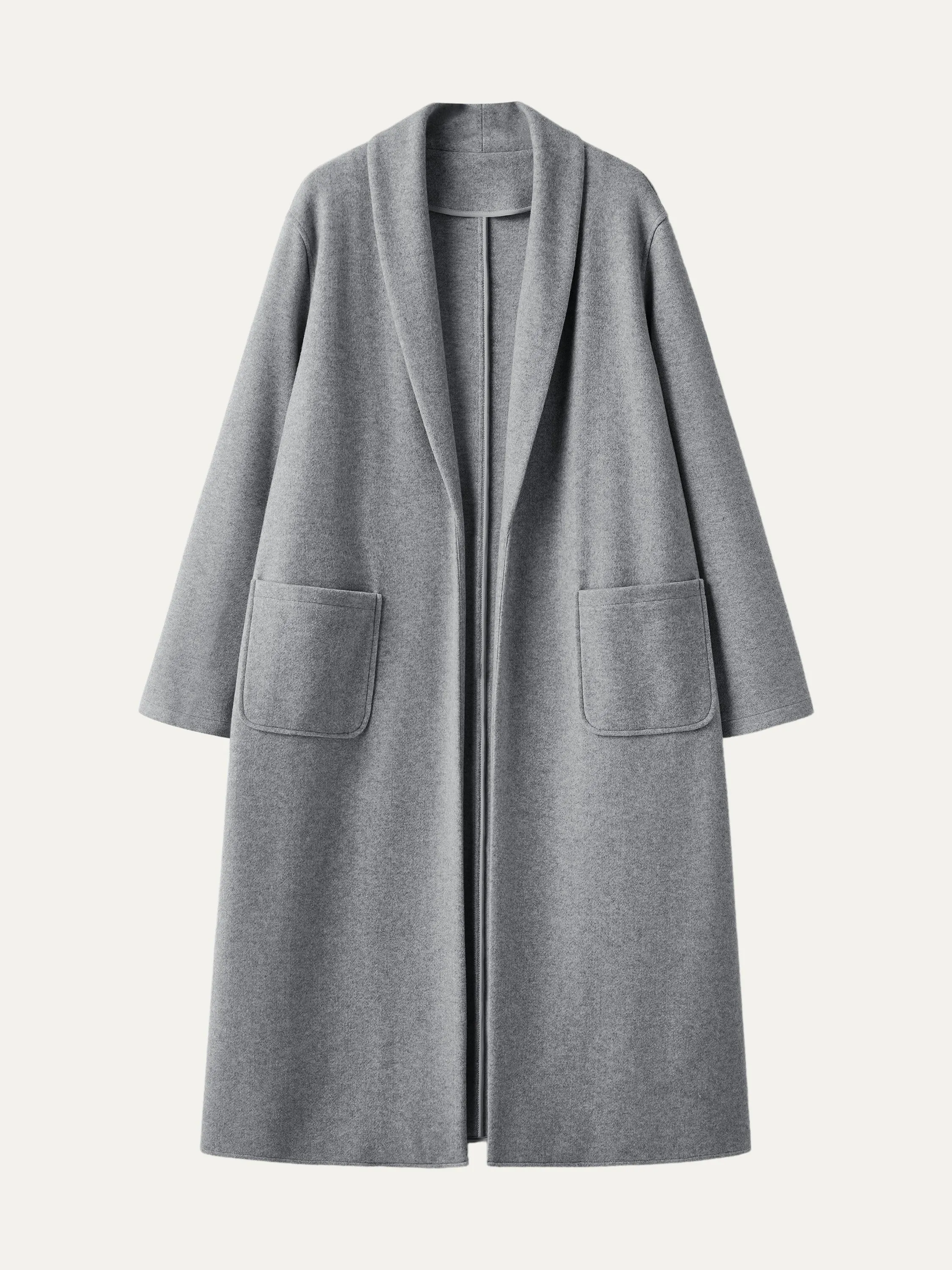 Shawl Collar Patch Pocket Long Coat