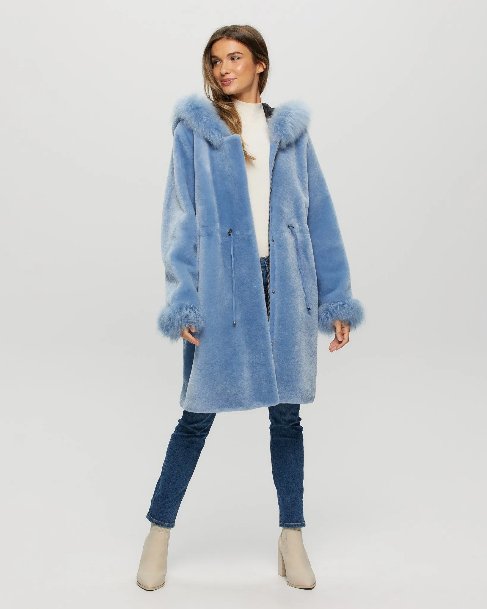 Shearling Lamb Parka with Select Cashmere Goat Trim and Cuffs