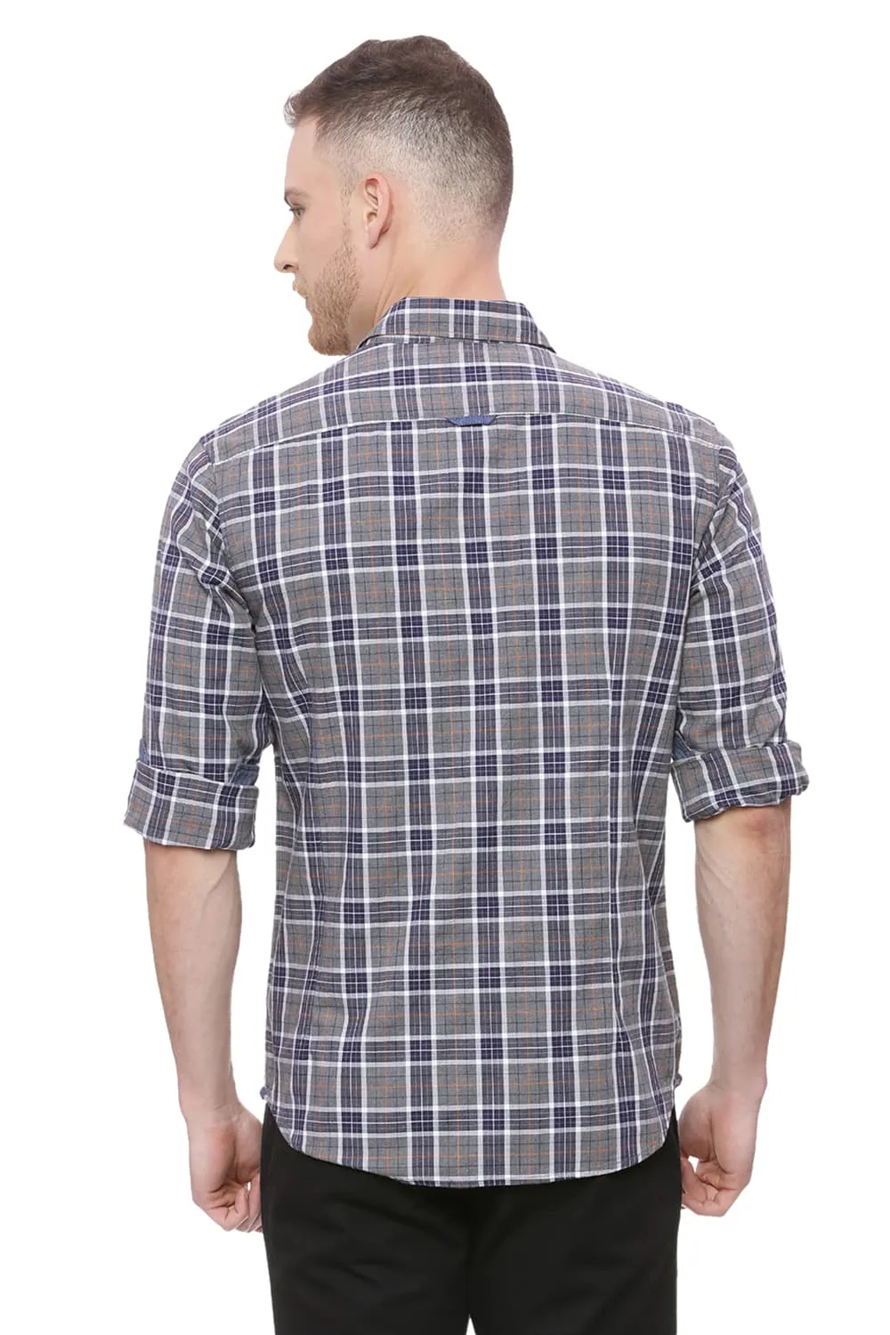 Slim Fit Melange Checks Shirt