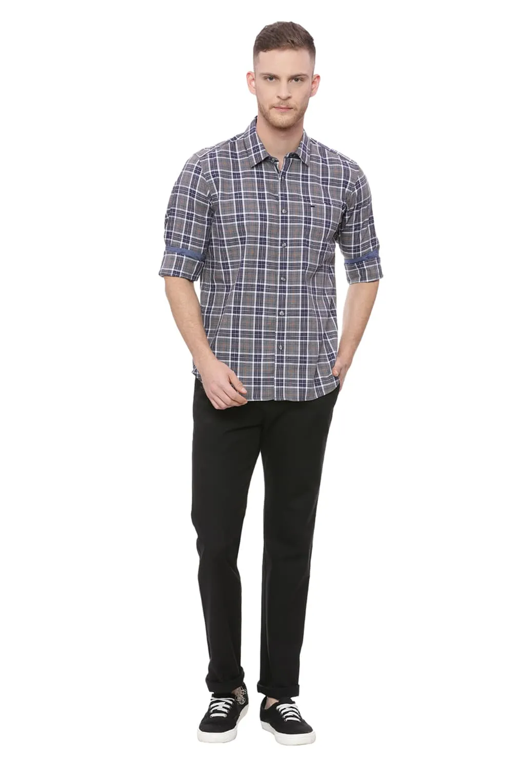 Slim Fit Melange Checks Shirt