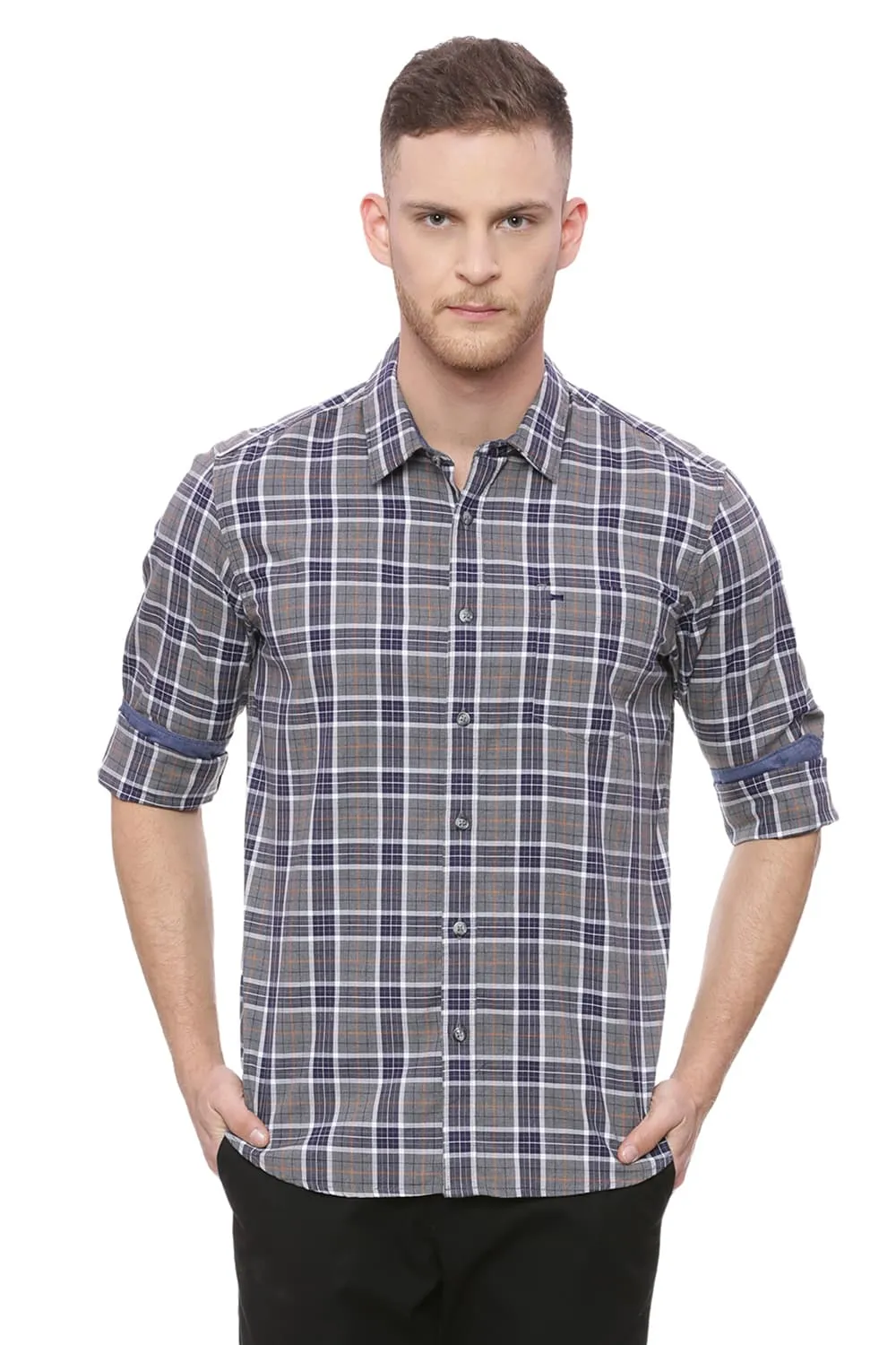 Slim Fit Melange Checks Shirt