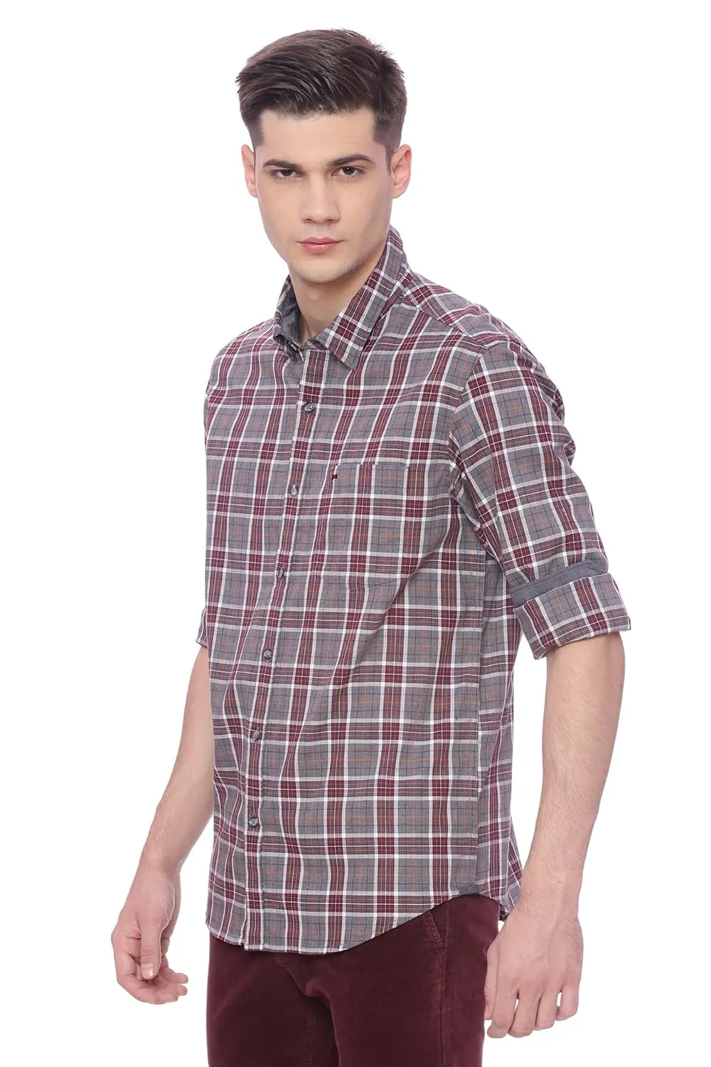 Slim Fit Melange Checks Shirt