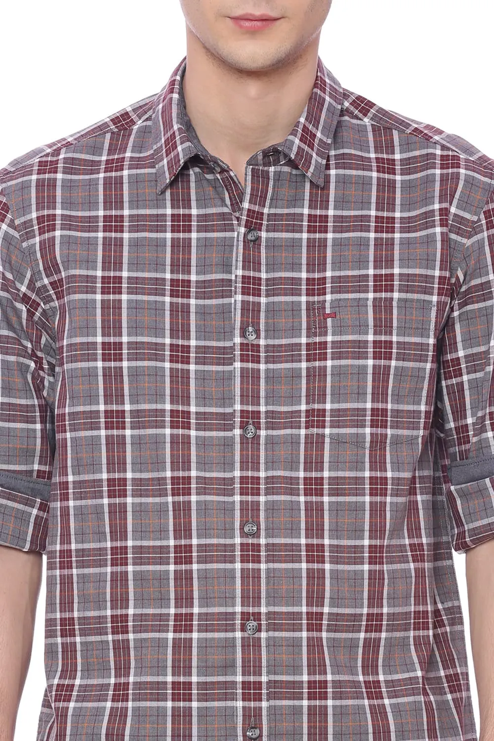 Slim Fit Melange Checks Shirt