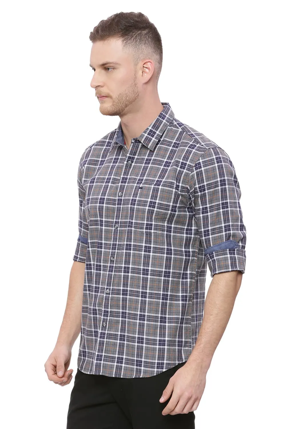 Slim Fit Melange Checks Shirt