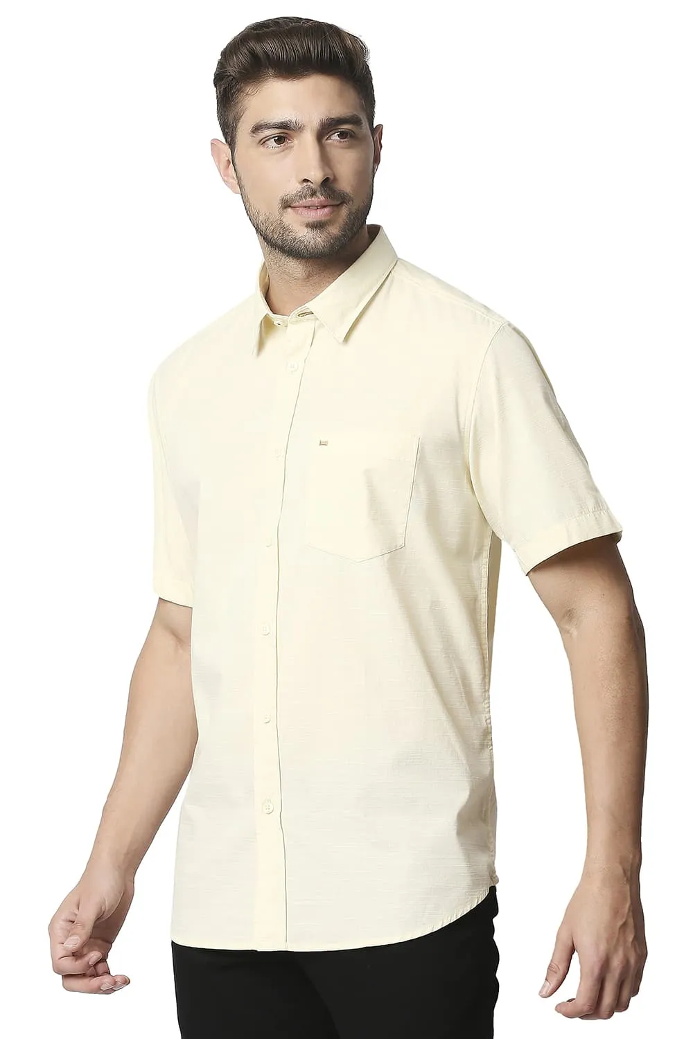 Slim Fit Slub Halfsleeves Shirt