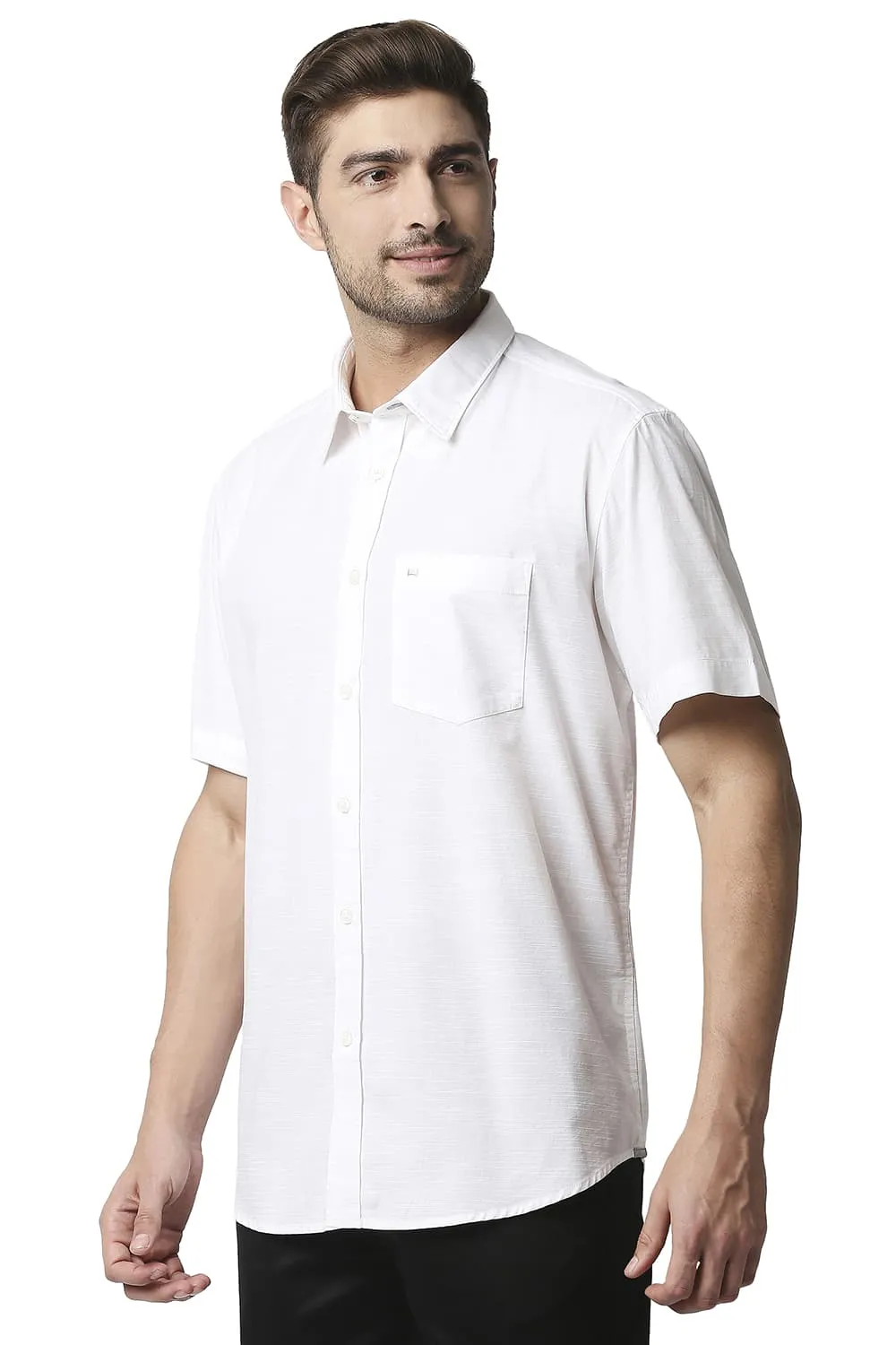 Slim Fit Slub Halfsleeves Shirt