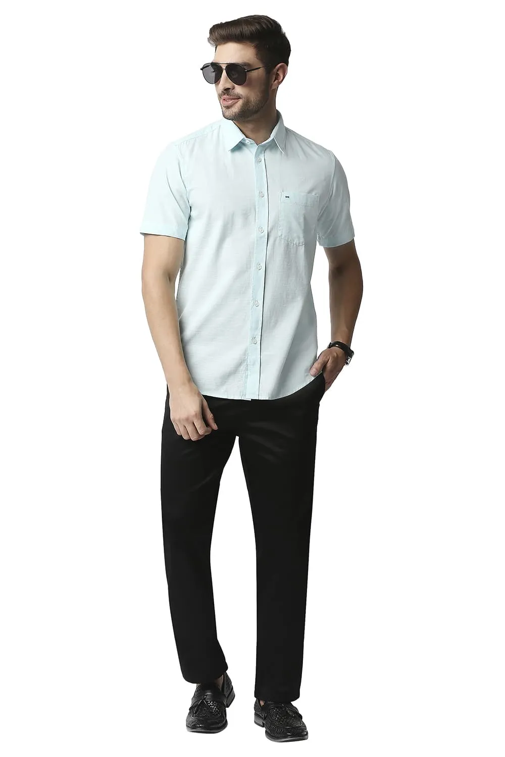 Slim Fit Slub Halfsleeves Shirt