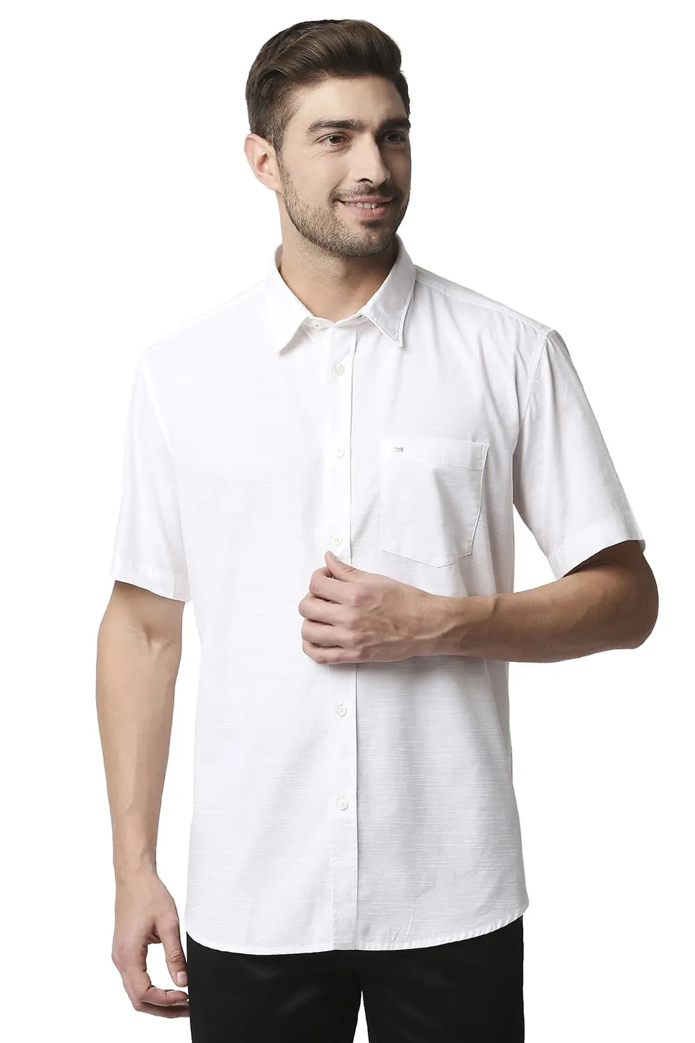 Slim Fit Slub Halfsleeves Shirt