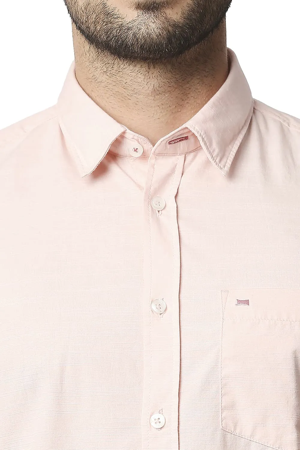 Slim Fit Slub Halfsleeves Shirt