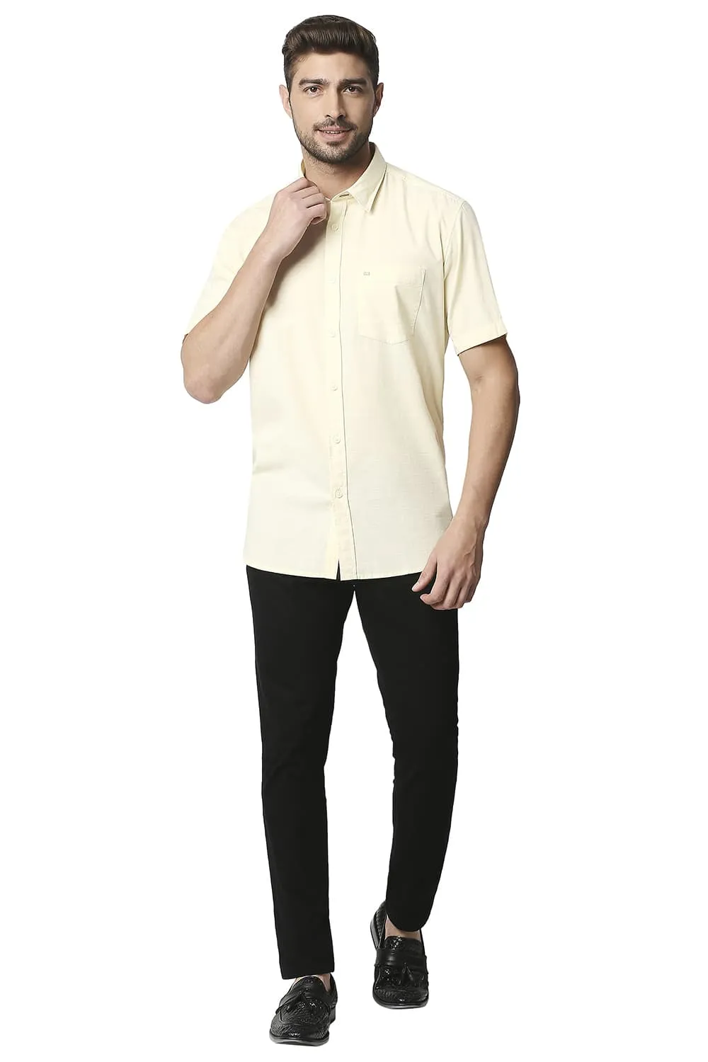 Slim Fit Slub Halfsleeves Shirt