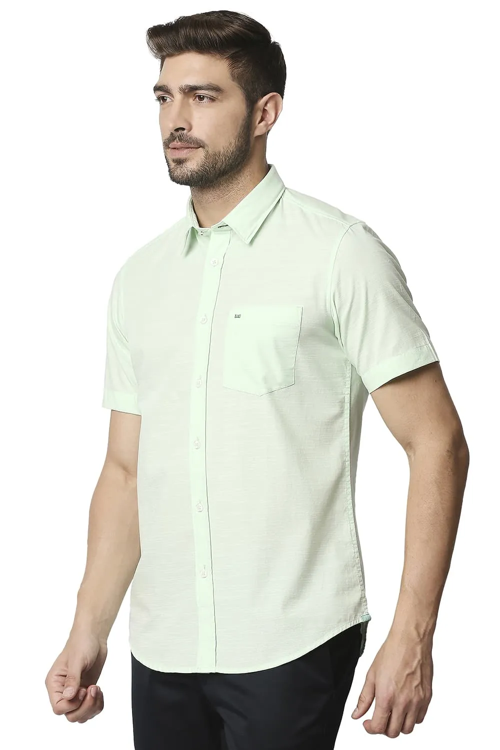 Slim Fit Slub Halfsleeves Shirt