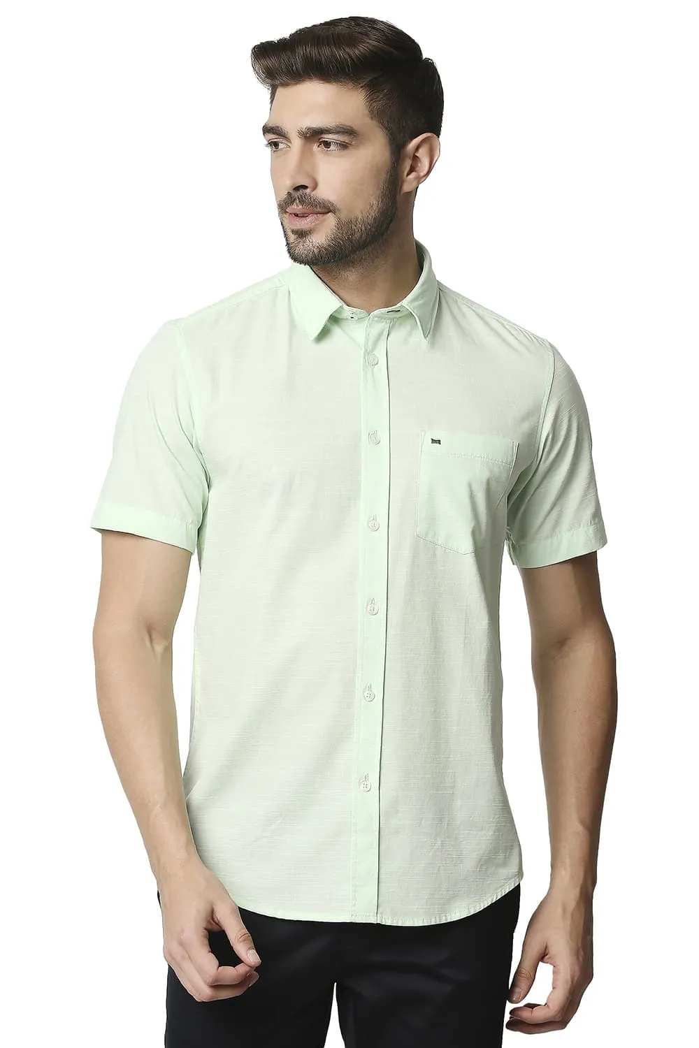 Slim Fit Slub Halfsleeves Shirt