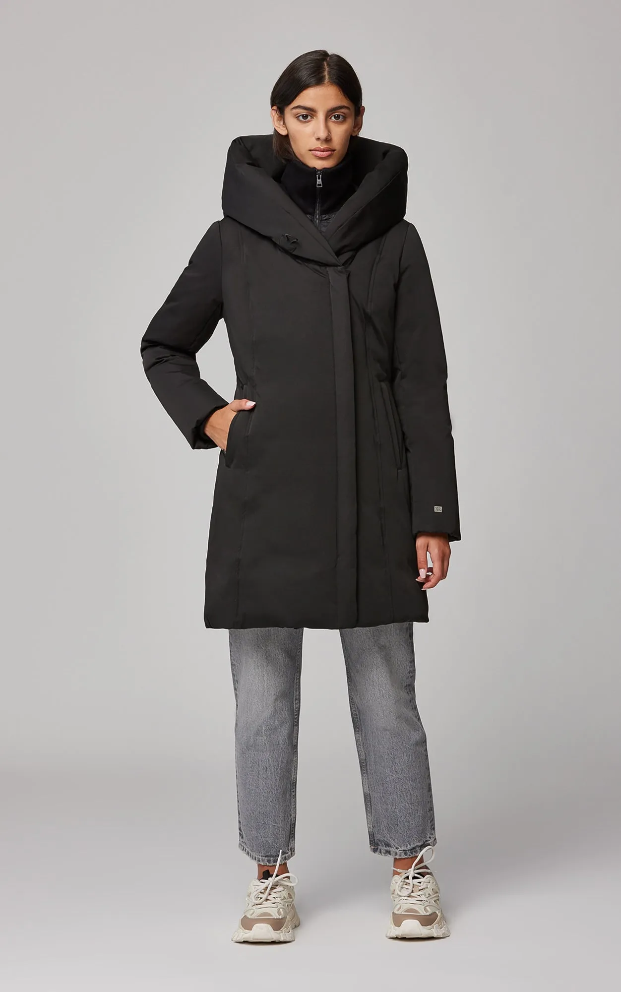 SOIA&KYO CAMELIA-C - Slim-Fit Classic Down Coat With Puffer Bib & Hood