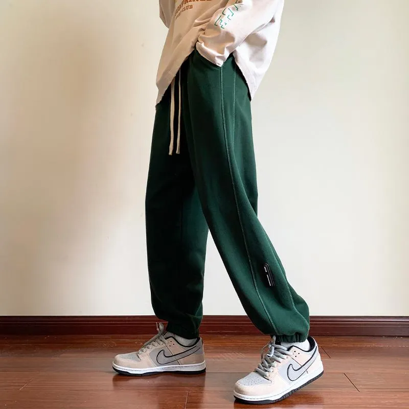 Solid Color Straight Tapered Loose Fit Knitted Sweatpant