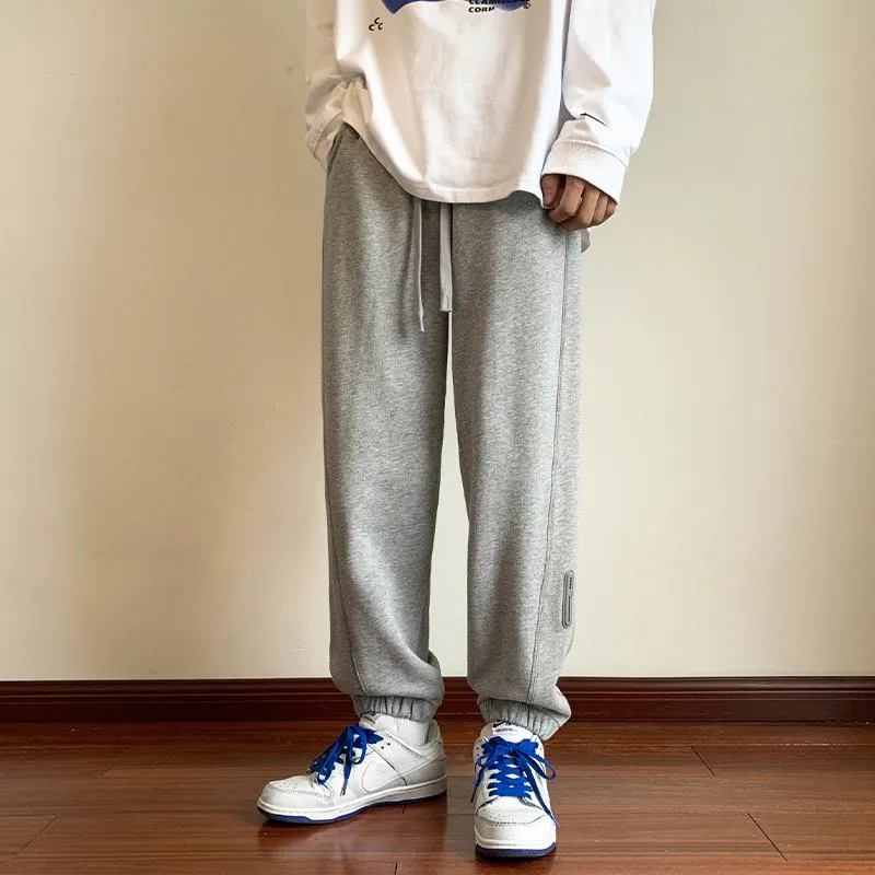 Solid Color Straight Tapered Loose Fit Knitted Sweatpant