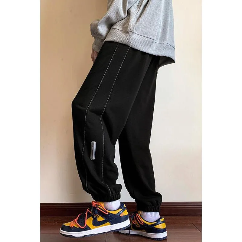 Solid Color Straight Tapered Loose Fit Knitted Sweatpant