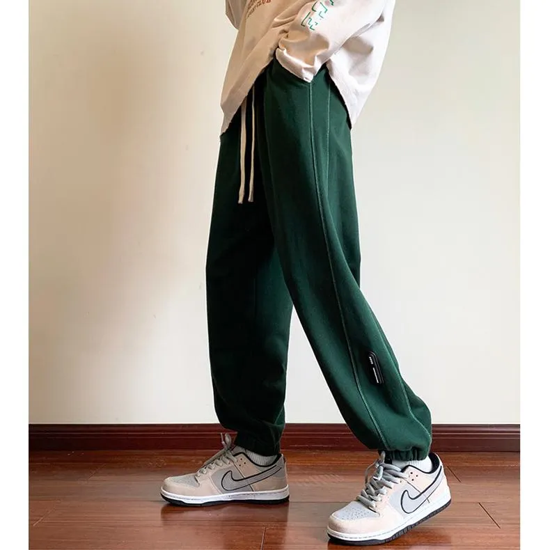 Solid Color Straight Tapered Loose Fit Knitted Sweatpant