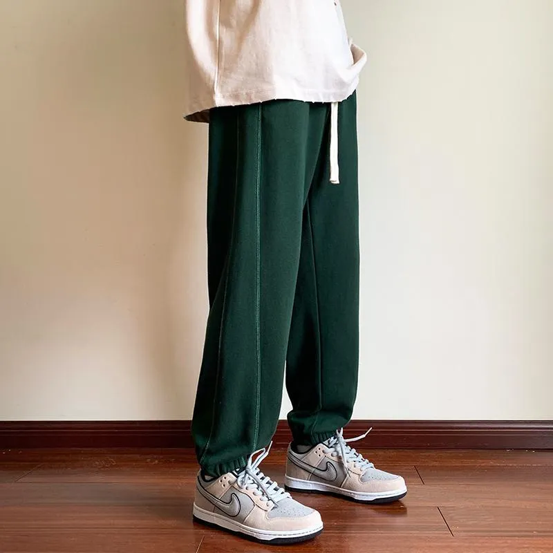 Solid Color Straight Tapered Loose Fit Knitted Sweatpant