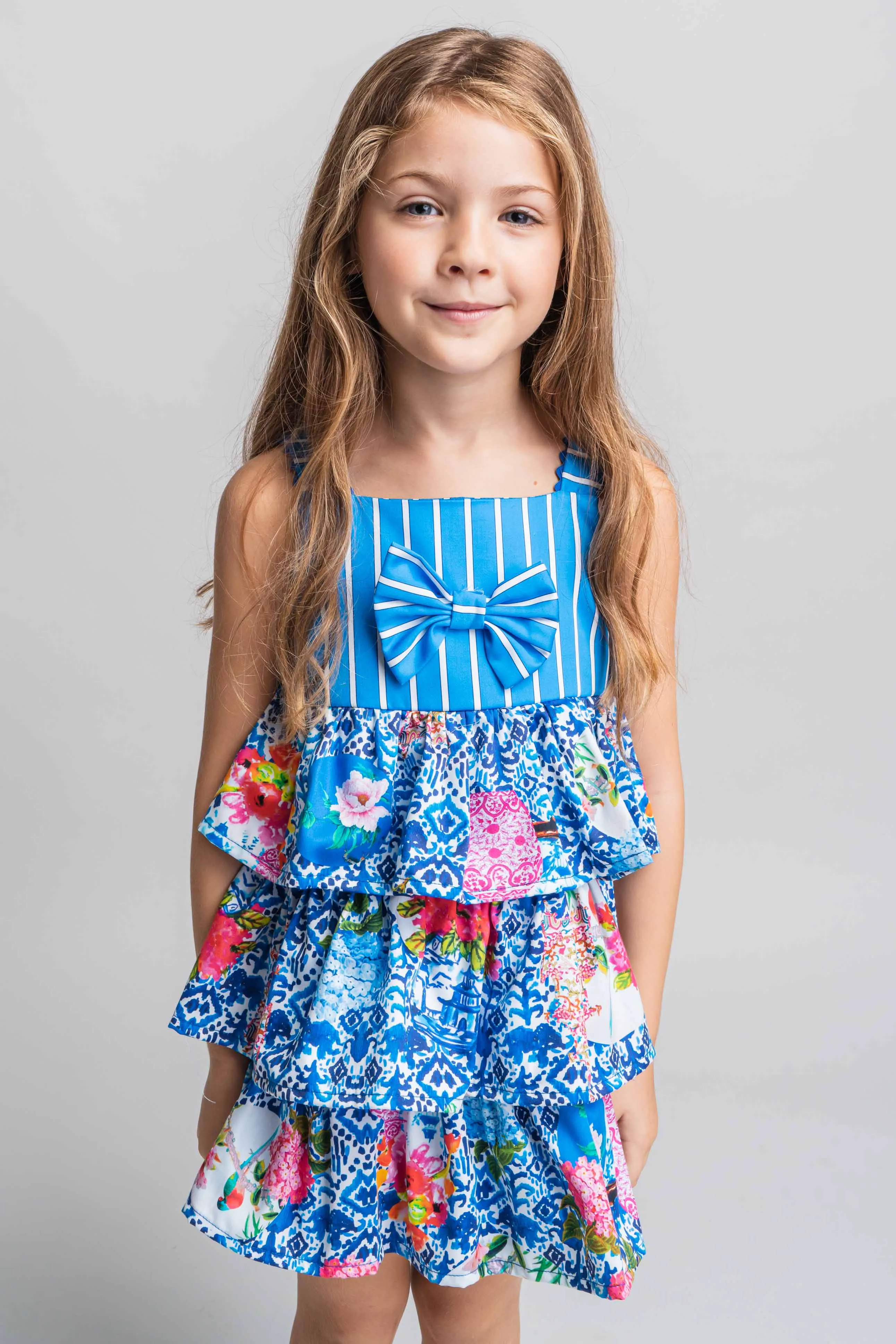 SS21 Rosalita Girls Waterway Blue Floral Dress